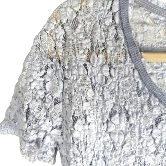 Vintage Free People Starlight Lavender Lace Sheer Boho Chic Cute Crop Top Size S - Picture 4 of 10